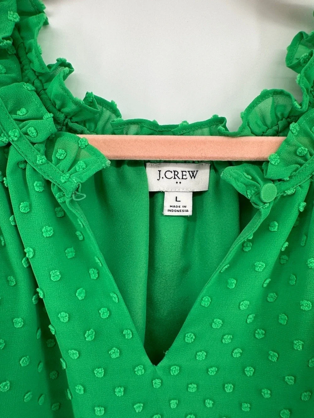 J. Crew Teacher Cottagecore Preppy CareerStyle Vibrant Green Textured Blouse SzL